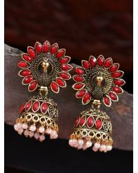Buy Online Royal Bling Earring Jewelry Gold-Plated Kundan Dangler Black Color ChandBali Jhumka Earrings RAE1462 Jewellery RAE1462