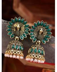 Buy Online Royal Bling Earring Jewelry AD studded Conical pendant set With Black Drop Jewellery CFS0058