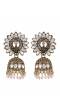 Gold-Plated  Crown Peacock Kundan Work Jhunka Earrings RAE1516