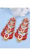 Classic Meenakari Red Double Layer Gold Plated  Dangler Earrings RAE1522