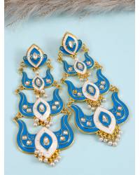 Buy Online Royal Bling Earring Jewelry Designer Studded Gold Plated Kundan Blue  Earrings With White Pearls RAE1036 Jewellery RAE1036