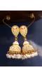Traditional Gold-Plated  Yellow Kundan, Jaipur handpainted Meenakari Jhumka Earrings RAE1530