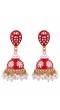 Traditional Gold-Plated  Red Kundan, Jaipur handpainted Meenakari Jhumka Earrings RAE1533