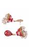 Traditional Gold-Plated  Red Kundan, Jaipur handpainted Meenakari Jhumka Earrings RAE1533