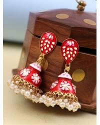 Buy Online Crunchy Fashion Earring Jewelry Crunchy Fashion Gold-Plated Pink Kundan & Pearl Errings Tika RAE2149 Earrings RAE2149