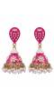 Traditional Gold-Plated  pink Kundan, Jaipur handpainted Meenakari Jhumka Earrings RAE1534