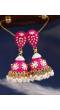 Traditional Gold-Plated  pink Kundan, Jaipur handpainted Meenakari Jhumka Earrings RAE1534