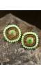 Gold-plated Green Square Shape Pearl Dangler Earrings RAE1536