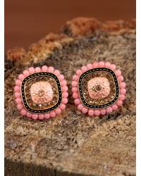 Buy Online Royal Bling Earring Jewelry Gold-Plated Meenakari Chandbali Floral Grey Earrings With Pearls RAE1062 Jewellery RAE1062