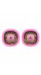 Gold-plated Square Pearl  shape Pink Dangler Earring RAE1540