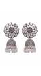 Silver-Plated White Kundan Floral Design Jhumki Earring RAE1542