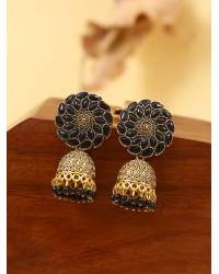 Buy Online Royal Bling Earring Jewelry Crunchy Fashion Gold & Turquoise Blue Kundan Square Pearl Drop Dangler Earrings RAE2232 Earrings RAE2232