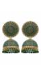 Gold-plated Enamelled green Pearl Ethnic Jhumki Earring RAE1577