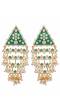 Crunchy Fashion Traditional Gold-Plated Triangle Pearl Green Pasa Earings RAE1702
