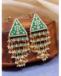 Buy Online Crunchy Fashion Earring Jewelry Beautiful Traditional Golden kundan and Meenakari  White Pearls Maang Tikka CFTK0010 Jewellery CFTK0010