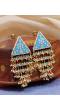 Crunchy Fashion Traditional Gold-Plated Triangle Pearl Blue Pasa Earings RAE1703
