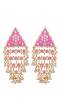Crunchy Fashion Traditional Gold-Plated Triangle Pearl Pink Pasa Earings RAE1705