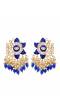 Crunchy Fashion Gold-Plated Floral stud jhalar Blue Meenakari Earrings RAE1711