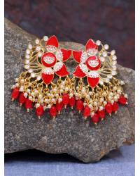 Buy Online Crunchy Fashion Earring Jewelry Crunchy Fashion Oxidized Silver Tone Contemprorary Red Stone Dangler Earrings RAE2274 Drops & Danglers RAE2274