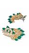 Crunchy Fashion Gold-Plated Lotus Floral stud Green Meenakari & Pearl Earrings RAE1714
