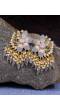 Crunchy Fashion Gold-Plated Lotus Floral stud grey Meenakari & Pearl Earrings RAE1715