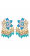 Crunchy Fashion Gold-Plated Lotus Floral stud  Blue Meenakari & Pearl Earrings RAE1716