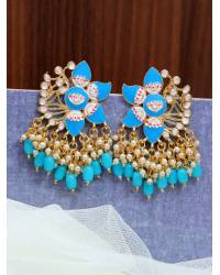 Buy Online Crunchy Fashion Earring Jewelry Oxidized Silver Multicolor Stones/Pearls Dangle Earrings For Women/Girl's Jewellery RAE1200