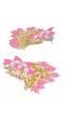 Crunchy Fashion Gold-Plated Lotus Floral stud Pink Meenakari & Pearl Earrings  RAE1717
