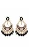  Gold Plated Stone Studded  Black Drop & Dangler Earrings with Pearls RAE1720