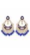  Gold Plated Stone Studded  Blue Drop & Dangler Earrings with Pearls RAE1721