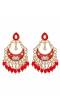  Gold Plated Stone Studded  Red Drop & Dangler Earrings with Pearls RAE1722
