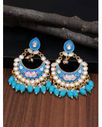 Buy Online Crunchy Fashion Earring Jewelry Blue  Beads Studded Handcrafted Contemporary Star Design Drop Earrings CFE1689 Jewellery CFE1689