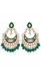  Gold Plated Stone Studded  Green Drop & Dangler Earrings with Pearls RAE1725