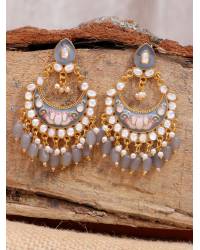Buy Online Royal Bling Earring Jewelry Crunchy Fashion Green Gold Plated  Pearl Studded Meenakari Chandbali Earrings RAE2117 Earrings RAE2117