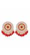 Gold-Toned  Kundan and  Red Beads Round Shape Earrings RAE1730