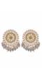 Gold-Toned  Kundan and  Grey Beads Round Shape Earrings RAE1731