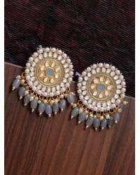 Buy Online Royal Bling Earring Jewelry Crunchy Fashion Traditional Gold-Plated Kundan Green Pearl Bridal Dulhan Jewellery SetsRAS0514  Jewellery Sets RAS0514