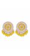 Gold-Toned  Kundan and  Yellow Beads Round Shape Earrings RAE1733