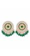 Gold-Toned  Kundan and  Green Beads Round Shape Earrings RAE1735