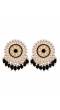Gold-Toned  Kundan and  Black Beads Round Shape Earrings RAE1736