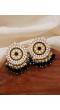 Gold-Toned  Kundan and  Black Beads Round Shape Earrings RAE1736