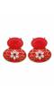 Gold-plated Sterling Oval Shape Meenakari Studd Red Drop & Dangler Earrings RAE1742