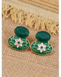 Buy Online Crunchy Fashion Earring Jewelry Gold Indo Western White Statement Dangler Earrings CFE1755 Jewellery CFE1755
