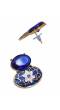 Gold-plated Sterling Oval Shape Meenakari Studd Blue Drop & Dangler Earrings RAE1744