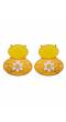 Gold-plated Sterling Oval Shape Meenakari Studd Yellow Drop & Dangler Earrings RAE1745