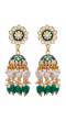 Gold-Plated Enamel Meenakari Floral Kundan Green Pearl Jhumka Jhumki Earrings RAE1750