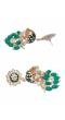 Gold-Plated Enamel Meenakari Floral Kundan Green Pearl Jhumka Jhumki Earrings RAE1750