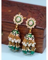 Buy Online Crunchy Fashion Earring Jewelry Gold-Plated Bollywood Indian Traditional Blue HandPainted Meenakari Jhumka RAE1840 Jewellery RAE1840