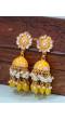 Gold-Plated Enamel Meenakari Floral Kundan Yellow Pearl Jhumka Jhumki Earrings RAE1752