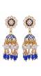 Gold-Plated Enamel Meenakari Floral Kundan Blue Pearl Jhumka Jhumki Earrings RAE1754